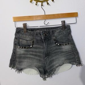 Festival High Rise Cutoff Gray Studded Shorts